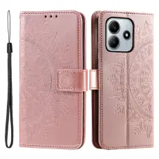 Xiaomi Redmi Note 14 5G Fodral Mandala L&auml;der Ros&eacute;guld