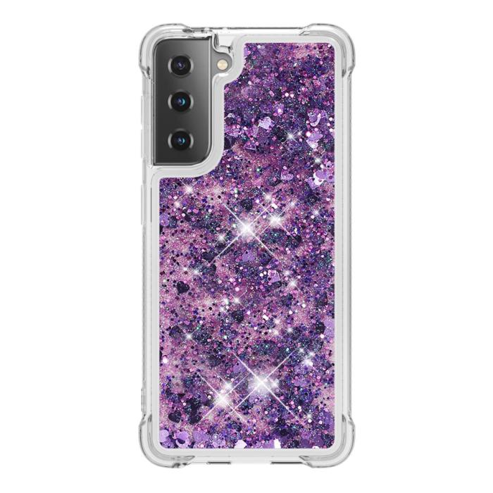 Bild 2, Samsung Galaxy S21 Plus - Shockproof Quicksand Skal - Lila