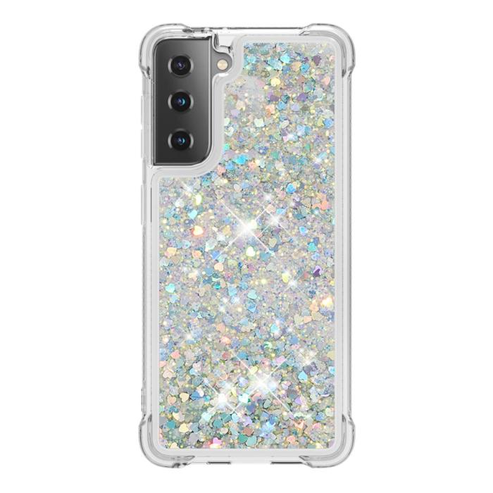 Bild 2, Samsung Galaxy S21 Plus - Shockproof Quicksand Skal - Silver