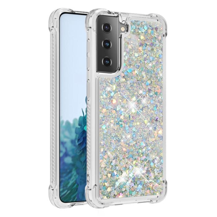 Bild 3, Samsung Galaxy S21 Plus - Shockproof Quicksand Skal - Silver