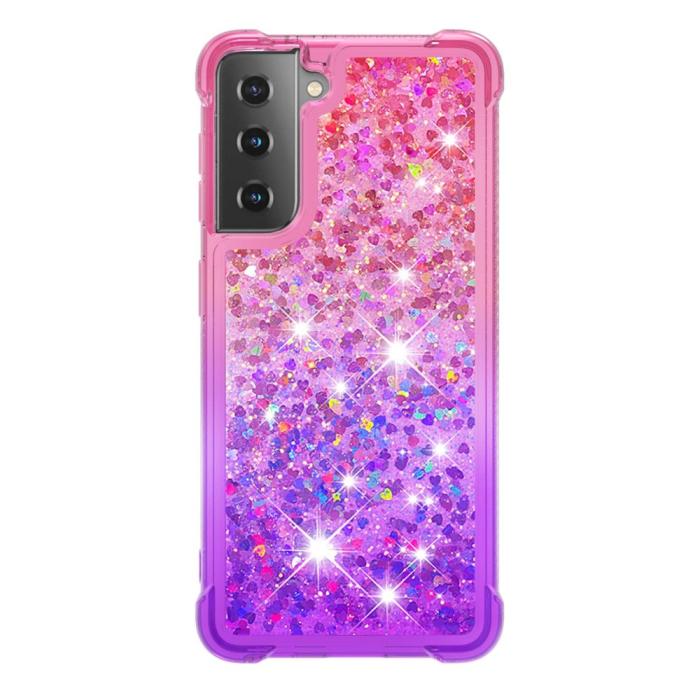 Bild 2, Samsung Galaxy S21 Plus - Shockproof Quicksand Skal - Rosa/Lila