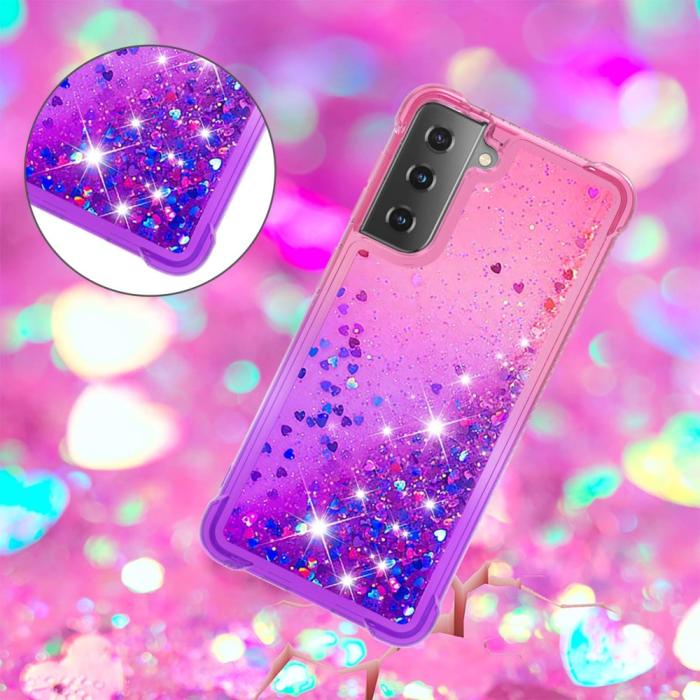 Bild 5, Samsung Galaxy S21 Plus - Shockproof Quicksand Skal - Rosa/Lila