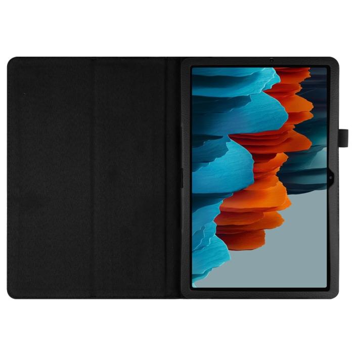Bild 4, Samsung Galaxy Tab S7 Plus / Tab S8 Plus Litchi Läder Fodral Svart