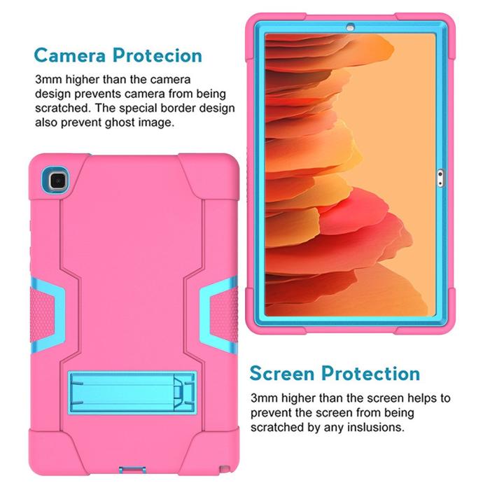 Bild 2, Samsung Galaxy Tab A7 10.4 Skal Shockproof Hybrid Med Kickstand Rosa/Blå
