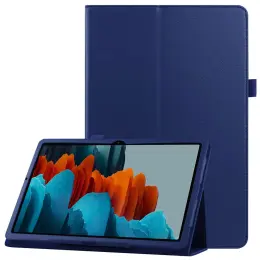 Samsung Galaxy Tab S7 Plus / Tab S8 Plus Litchi Läder Fodral Blå