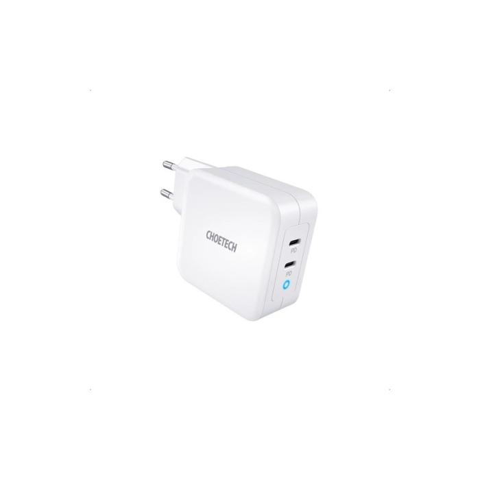 Bild 1, Choetech 100W PD 2x USB-C Väggladdare Vit