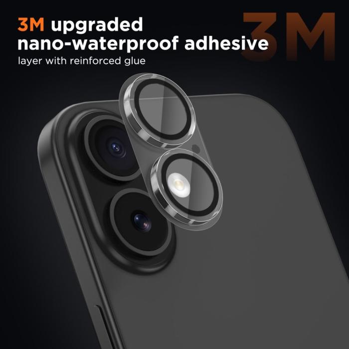 Bild 2, Tech-Protect iPhone 17 Linsskydd CamFull Fit+ Transparent