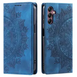 Samsung Galaxy S24 Plus Fodral Flip Mandala Läder Blå