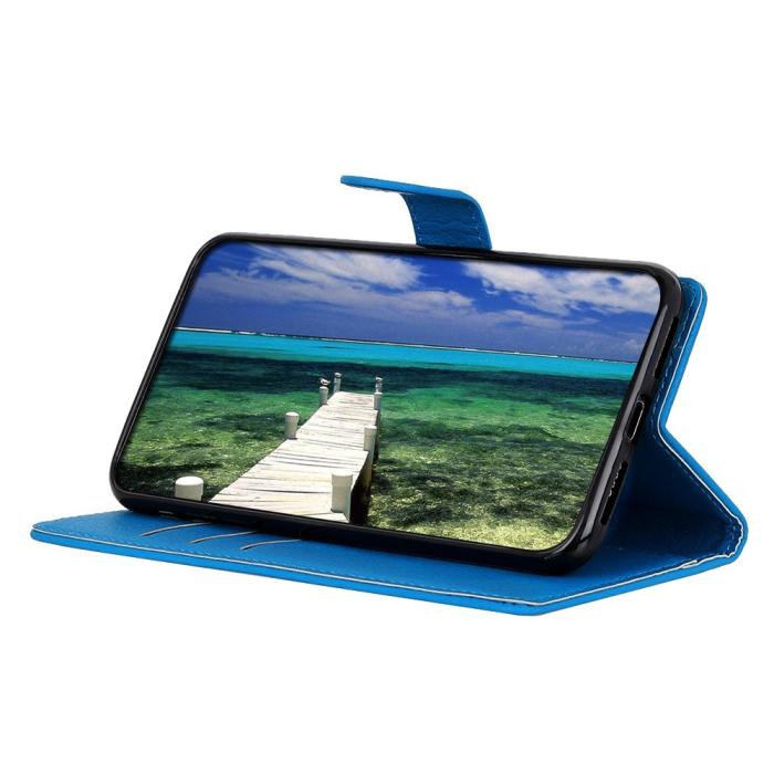 Bild 2, Samsung Galaxy A54 5G Fodral Litchi Textur Blå