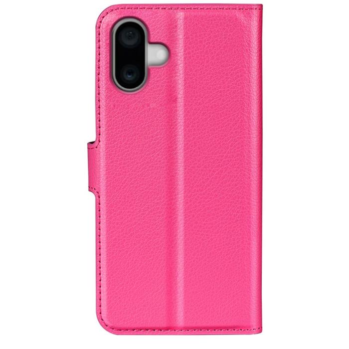 Bild 6, iPhone 16 Plus Fodral Litchi Läder Rosa