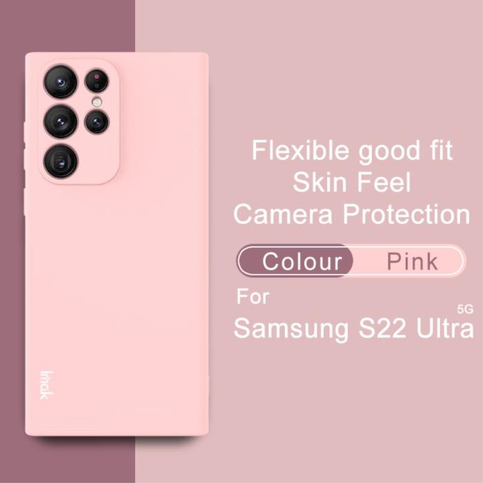 Bild 2, IMAK Samsung Galaxy S22 Ultra Skal Skin Touch TPU Ljus Rosa