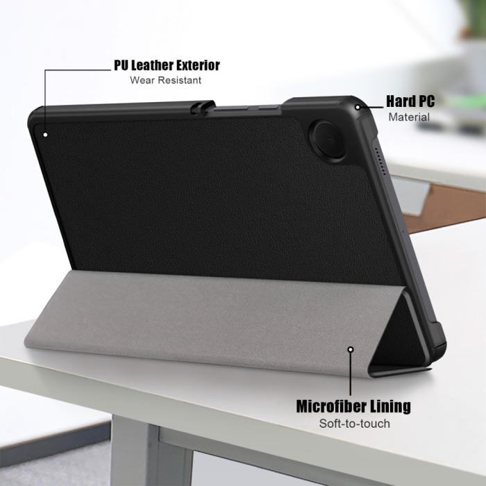 Bild 5, Samsung Galaxy Tab A9 Fodral Tri-Fold PU Läder Svart