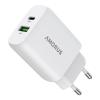 Amorus 30W GaN PD QC USB-C / USB-A V&auml;ggladdare Vit
