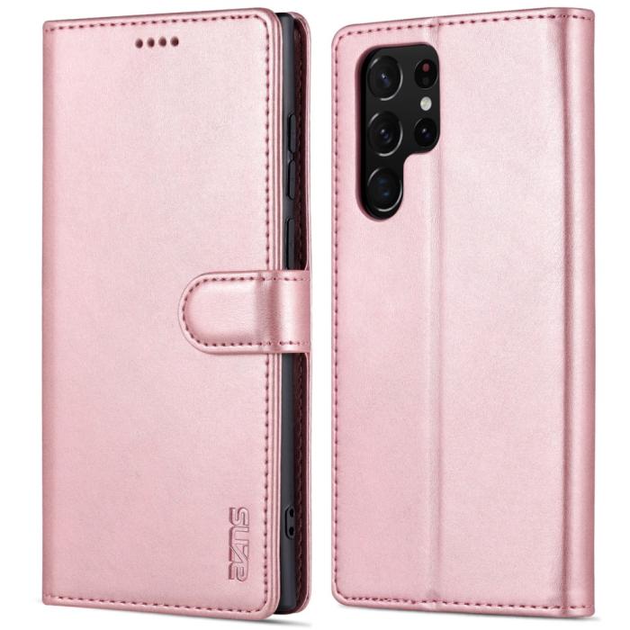 Bild 1, AZNS Samsung Galaxy S22 Ultra Fodral Läder Roséguld