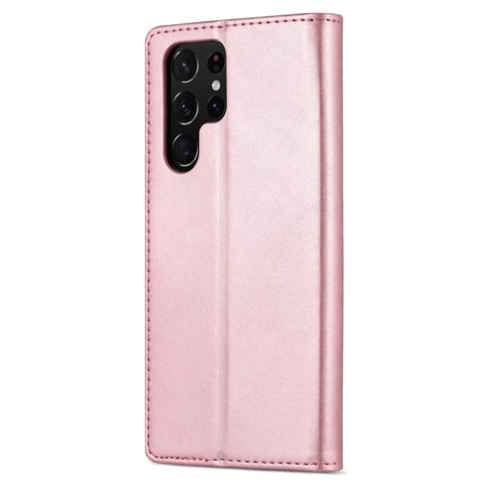 Bild 3, AZNS Samsung Galaxy S22 Ultra Fodral Läder Roséguld