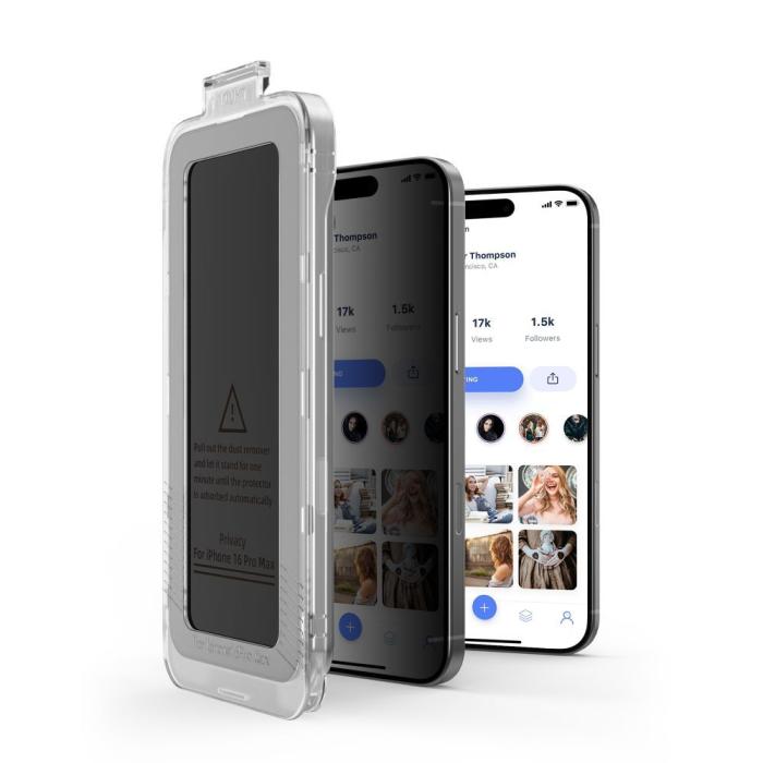 Bild 4, T-P iPhone 17e/16e /14/13 Pro/13 2-PACK Skärmskydd Quick Set Spy+