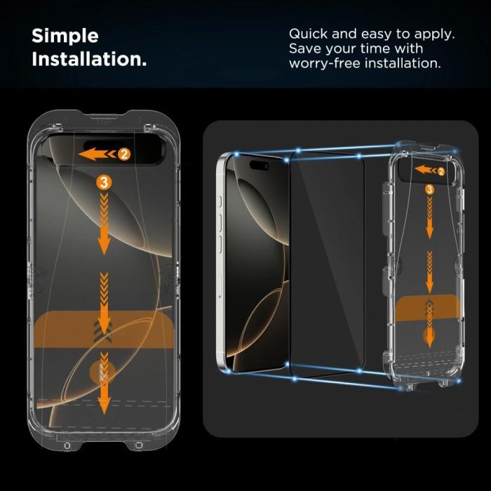 Bild 5, T-P iPhone 17e/16e /14/13 Pro/13 2-PACK Skärmskydd Quick Set Spy+