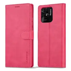 LC.IMEEKE Xiaomi Redmi 10C Fodral Läder Röd/Rosa