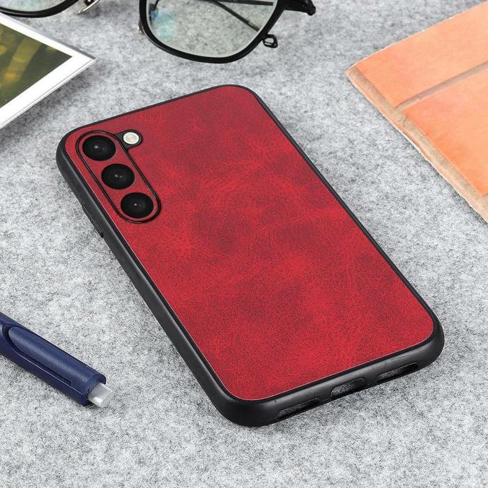 Bild 3, Samsung Galaxy S23 Plus Skal Läderbelagt Röd