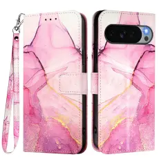 Google Pixel 11 Pro XL Fodral L&auml;der Med Marmorm&ouml;nster Rosa