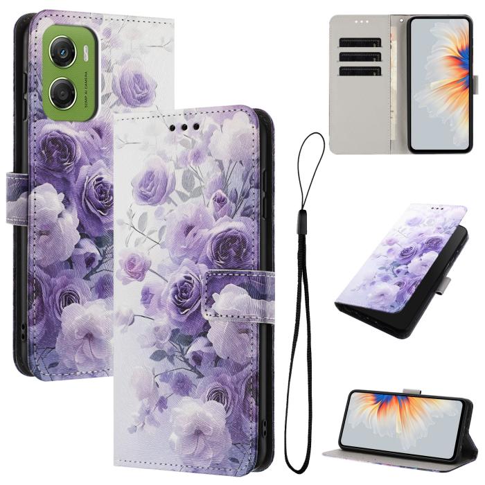 Bild 2, Motorola Moto G06/G06 Power Fodral Med Tryck Lila Rosor