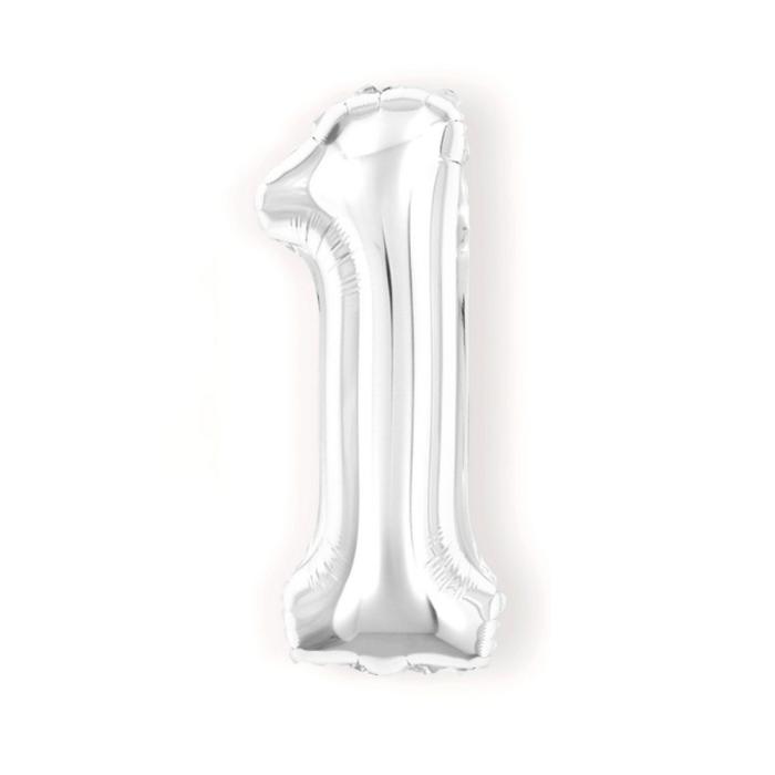 Bild 1, Sifferballong Nummer 1 40 cm Silver