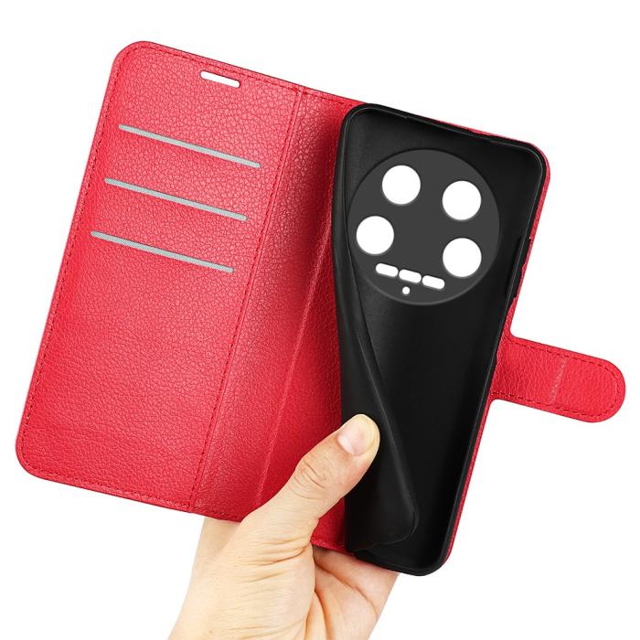Bild 4, Xiaomi 14 Ultra Fodral Litchi Läder Röd