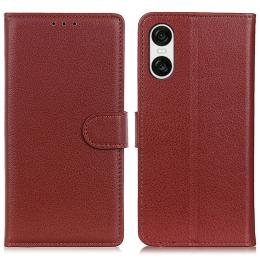 Sony Xperia 10 VI Litchi Läder Fodral Brun