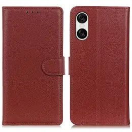 Sony Xperia 10 VI Litchi Läder Fodral Brun