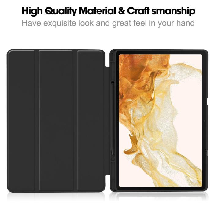 Bild 5, Samsung Galaxy Tab S9 Plus Fodral Tri-Fold Pennhållare Svart