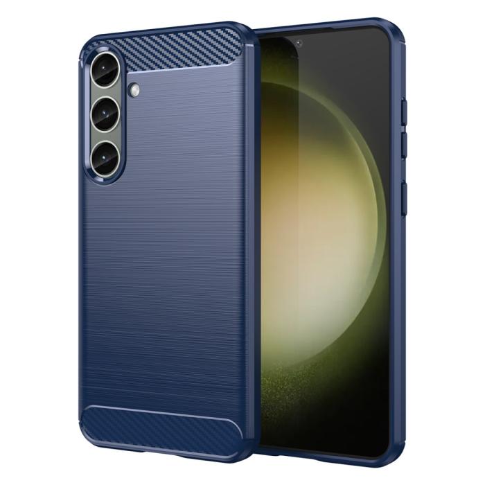 Bild 1, Samsung Galaxy S25 Plus / S24 Plus Skal Borstad Stål Textur Blå