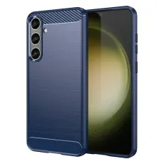 Samsung Galaxy S25 Plus / S24 Plus Skal Borstad Stål Textur Blå