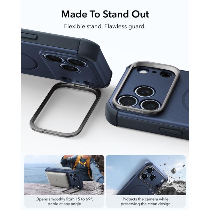 Bild 4, ESR iPhone 18 Pro / 17 Pro Skal MagSafe Cyber Tough Kickstand Blå