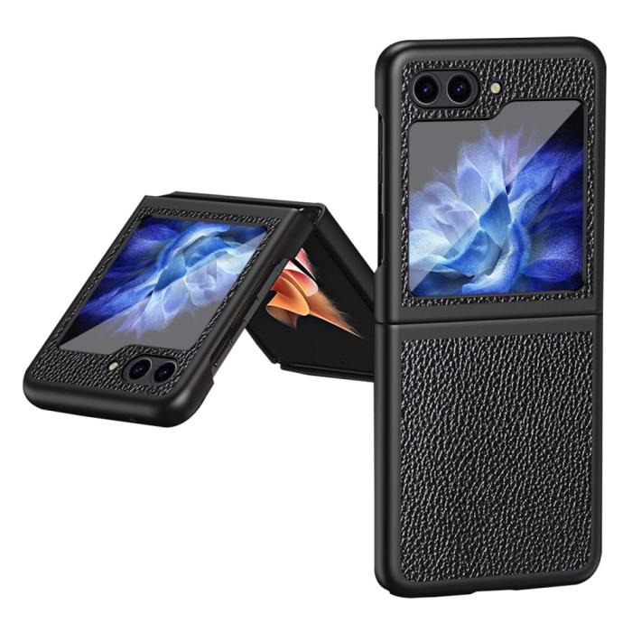 Bild 1, Samsung Galaxy Z Flip 5 Skal Litchi Läder Svart