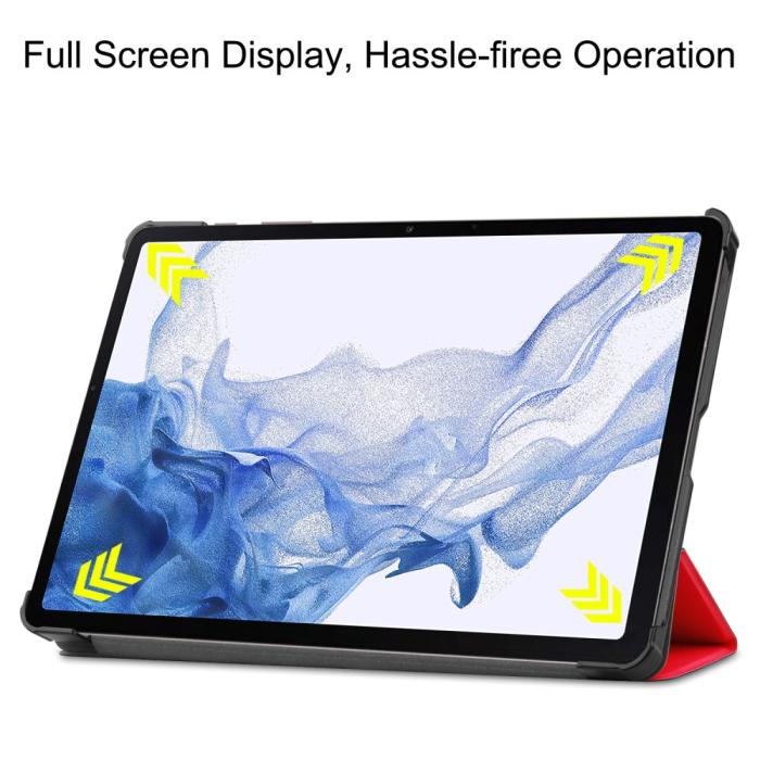 Bild 3, Samsung Galaxy Tab S9 Fodral Tri-Fold Läder Röd