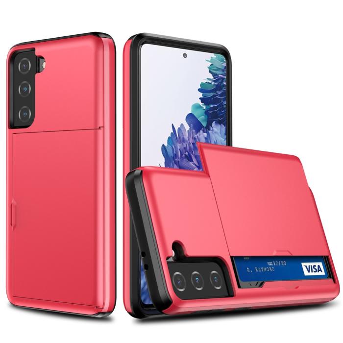 Bild 1, Samsung Galaxy S21 Plus - Skal Med Kortfack - Röd