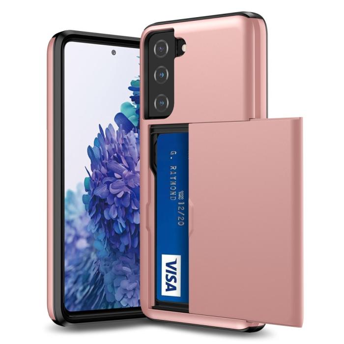 Bild 2, Samsung Galaxy S21 Plus - Skal Med Kortfack - Roséguld