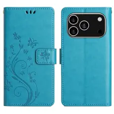 iPhone 17 Pro Fodral Med Blommigt Tryck Bl&aring;