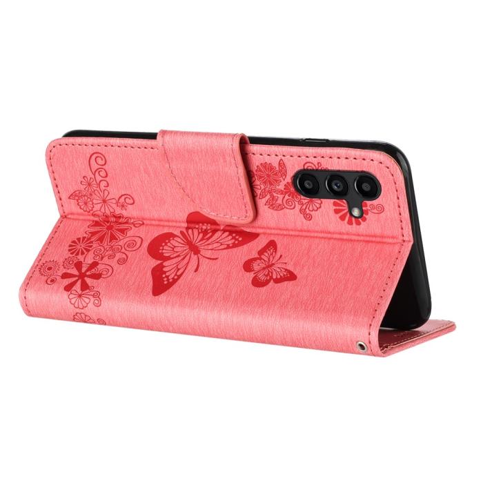Bild 2, Samsung Galaxy A27 5G Fodral Läder Fjärilar Rosa