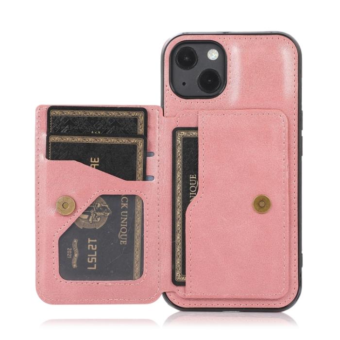 Bild 4, iPhone 14 Plus Skal Med Kortfack Och Magnet Roséguld
