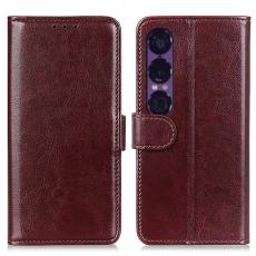 Sony Xperia 1 VII Fodral Crazy Horse L&auml;der Brun