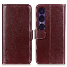 Sony Xperia 1 VII Fodral Crazy Horse L&auml;der Brun