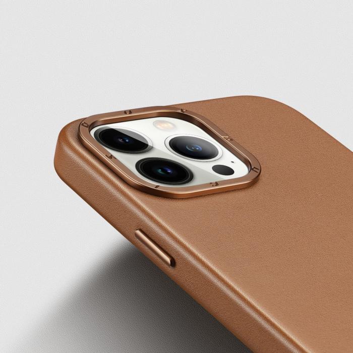 Bild 6, DUX DUCIS iPhone 14 Pro Skal MagSafe Grit Läder Brun