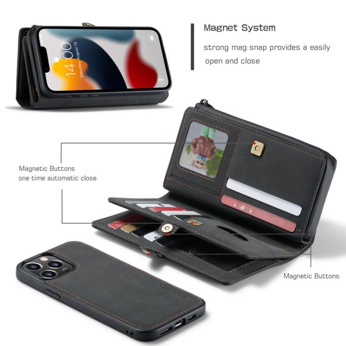 Bild 6, CASEME iPhone 13 Pro Max Fodral/Skal Magnet 2in1 Multifunktionell Svart