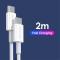 NORTHJO 2m 60W PD USB-C - USB-C Snabbladdnings Kabel Vit