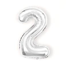 Sifferballong Nummer 2 40 cm Silver
