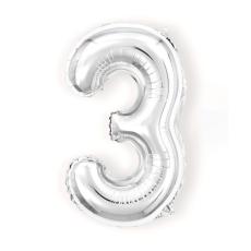 Sifferballong Nummer 3 40 cm Silver