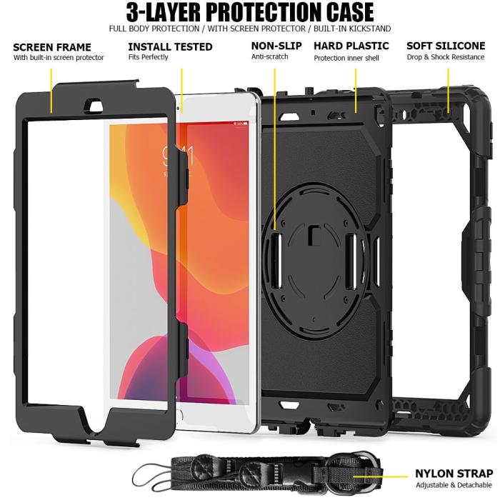 Bild 4, Tech-Protect iPad 10.2 2019/2020/2021 Skal Solid360 Svart