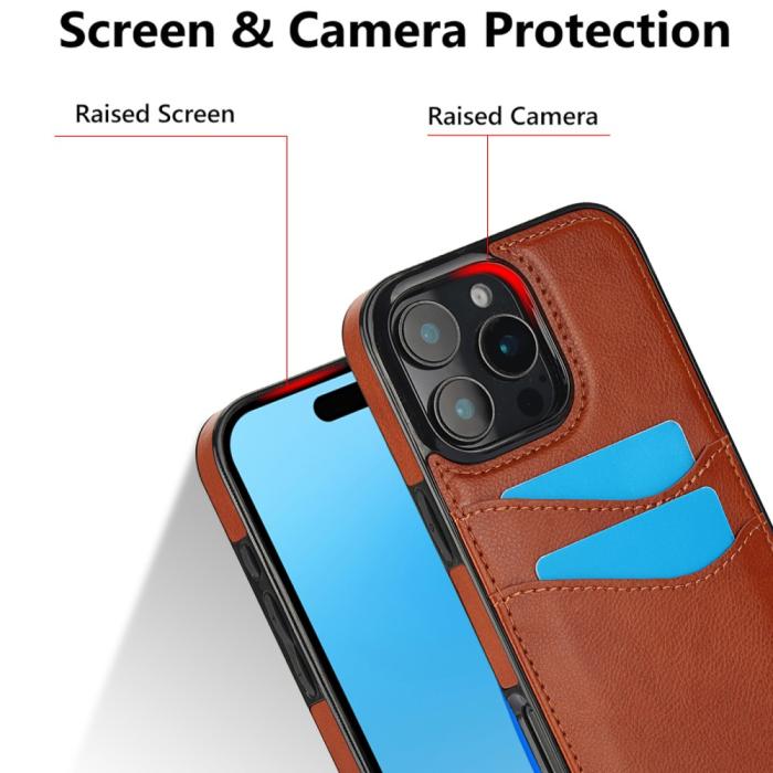 Bild 5, iPhone 16 Pro Skal Med Kortfack Läder Brun