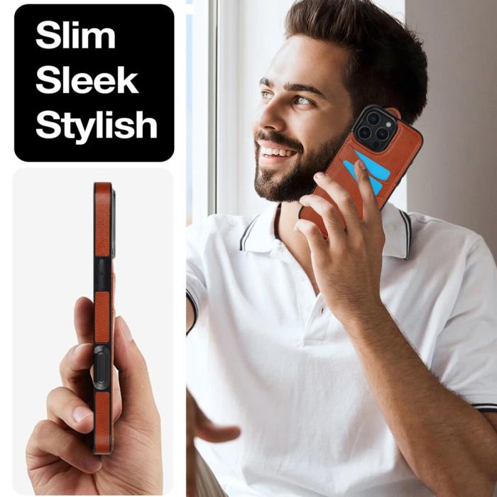 Bild 6, iPhone 16 Pro Skal Med Kortfack Läder Brun